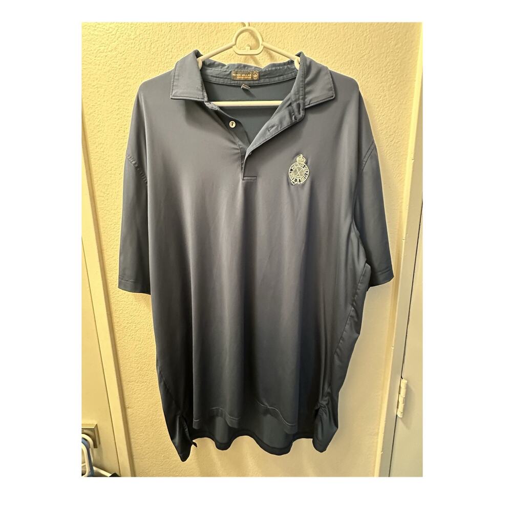 Peter Millar Summer Comfort Royal Portrush Golf Polo XL Blue Stretch Quick Dry